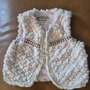 OshKosh B'gosh Ivory Faux Fur Vest with Patterned Trim